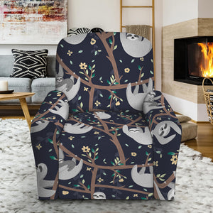 Sloth Family Pattern Print Recliner Slipcover