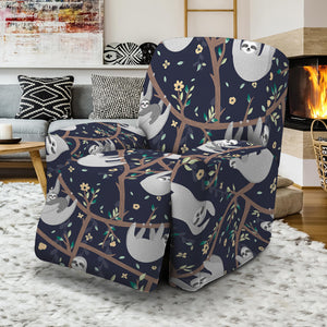 Sloth Family Pattern Print Recliner Slipcover