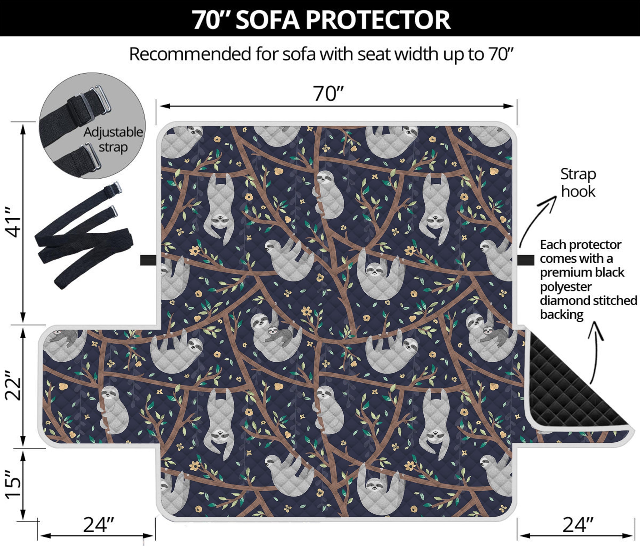 Sloth Family Pattern Print Sofa Protector