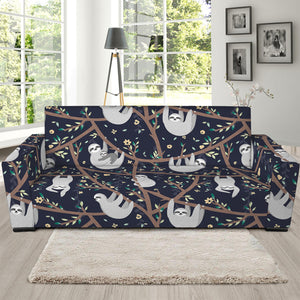 Sloth Family Pattern Print Sofa Slipcover