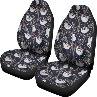 Sloth Family Pattern Print Universal Fit Car Seat Covers