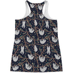 Sloth Family Pattern Print Women's Racerback Tank Top