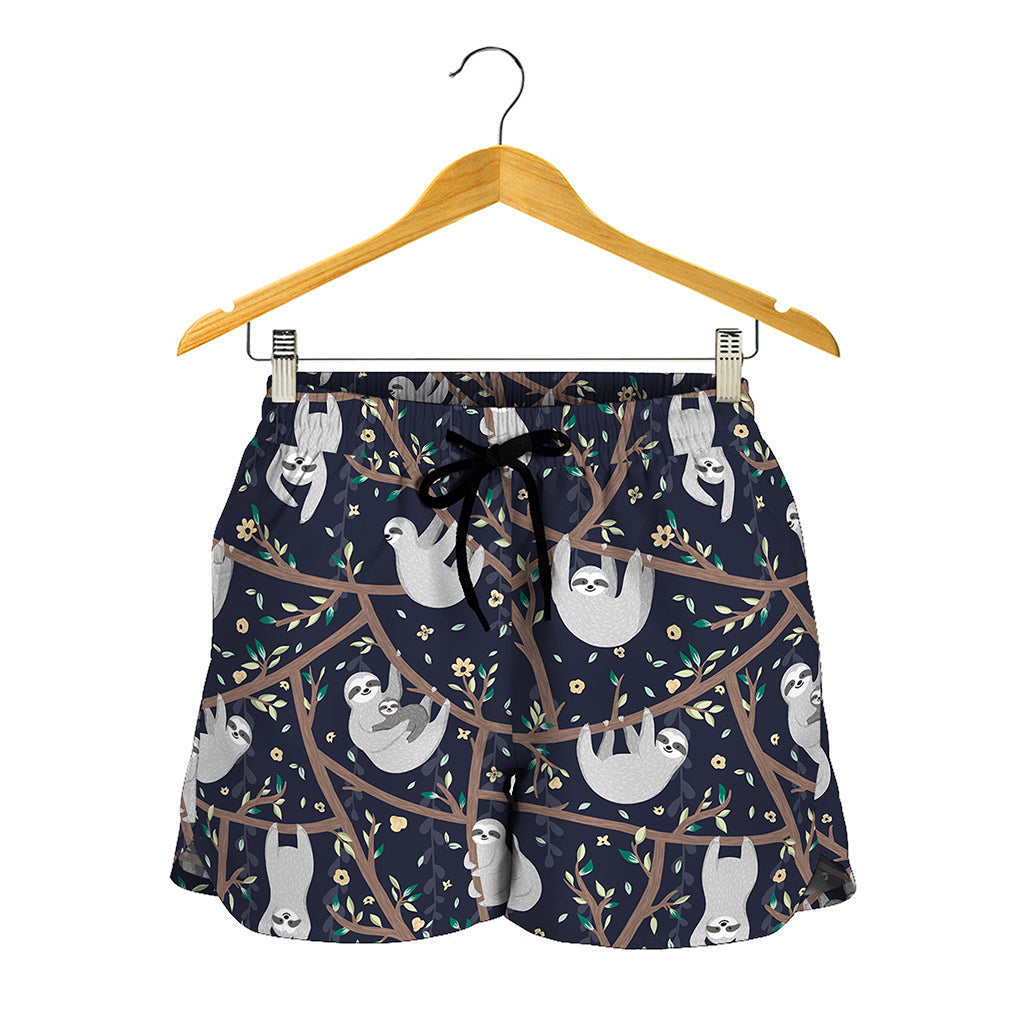 Sloth Family Pattern Print Women's Shorts