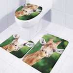 Smiley Face Giraffe Print 3 Piece Bath Mat Set