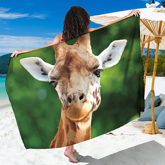 Smiley Face Giraffe Print Beach Sarong Wrap