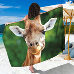 Smiley Face Giraffe Print Beach Sarong Wrap