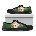 Smiley Face Giraffe Print Black Low Top Shoes