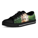 Smiley Face Giraffe Print Black Low Top Shoes