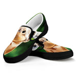 Smiley Face Giraffe Print Black Slip On Shoes