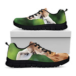 Smiley Face Giraffe Print Black Sneakers