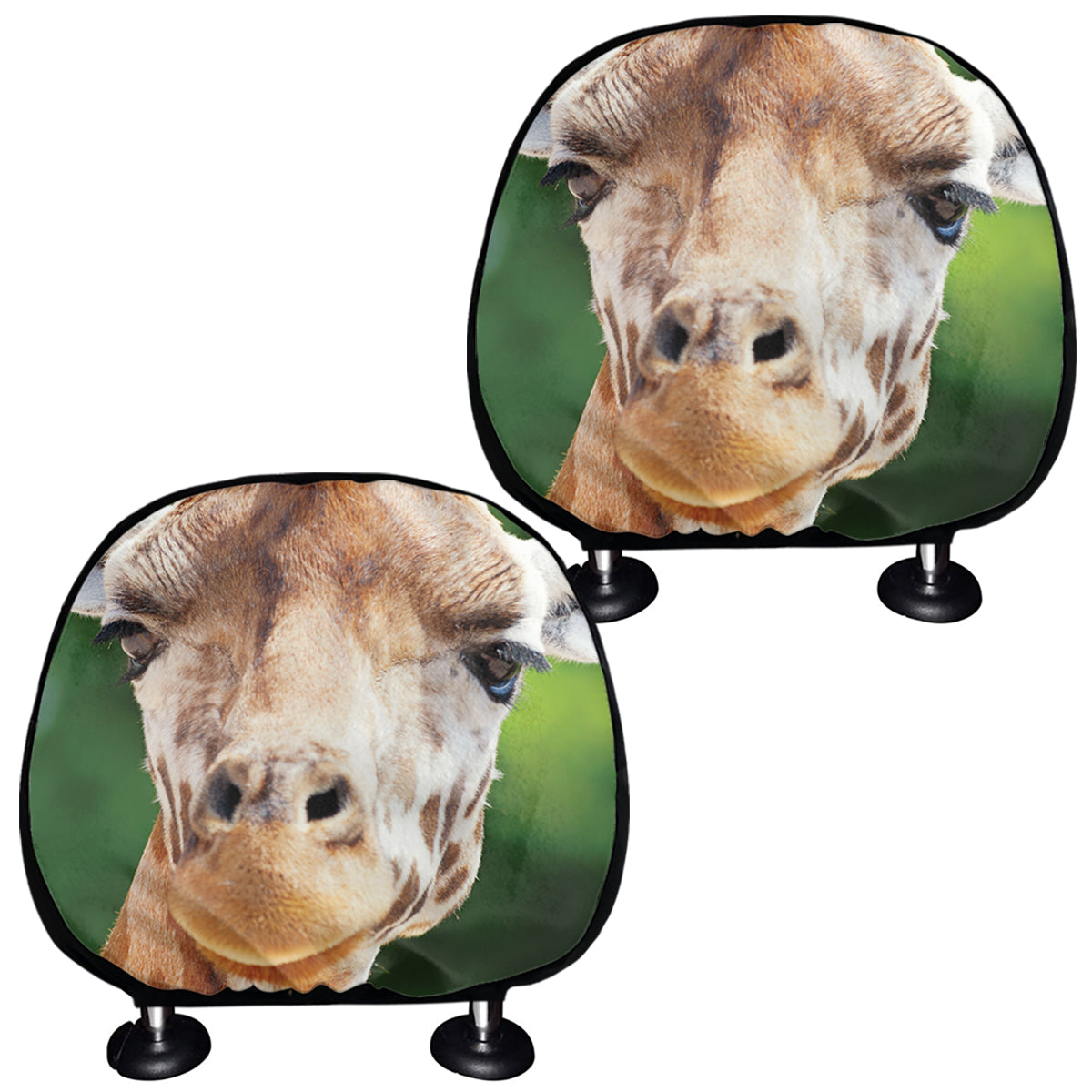 Smiley Face Giraffe Print Car Headrest Covers