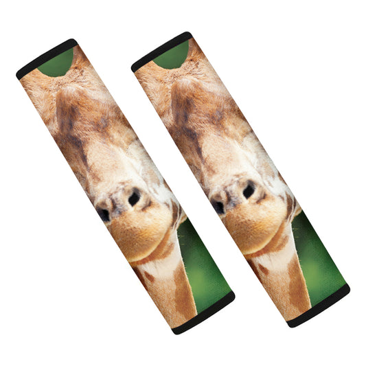Smiley Face Giraffe Print Car Seat Belt Covers