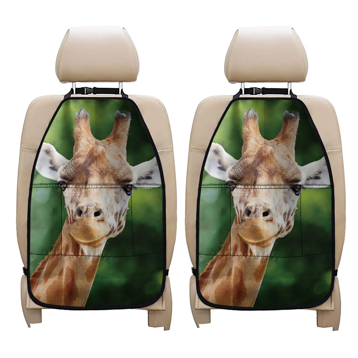 Smiley Face Giraffe Print Car Seat Organizers