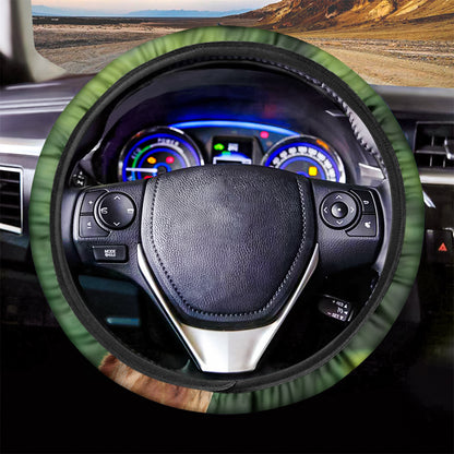 Smiley Face Giraffe Print Car Steering Wheel Cover