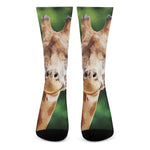 Smiley Face Giraffe Print Crew Socks