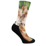 Smiley Face Giraffe Print Crew Socks