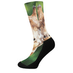 Smiley Face Giraffe Print Crew Socks
