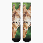 Smiley Face Giraffe Print Crew Socks