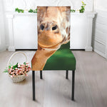 Smiley Face Giraffe Print Dining Chair Slipcover