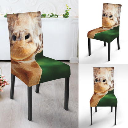 Smiley Face Giraffe Print Dining Chair Slipcover
