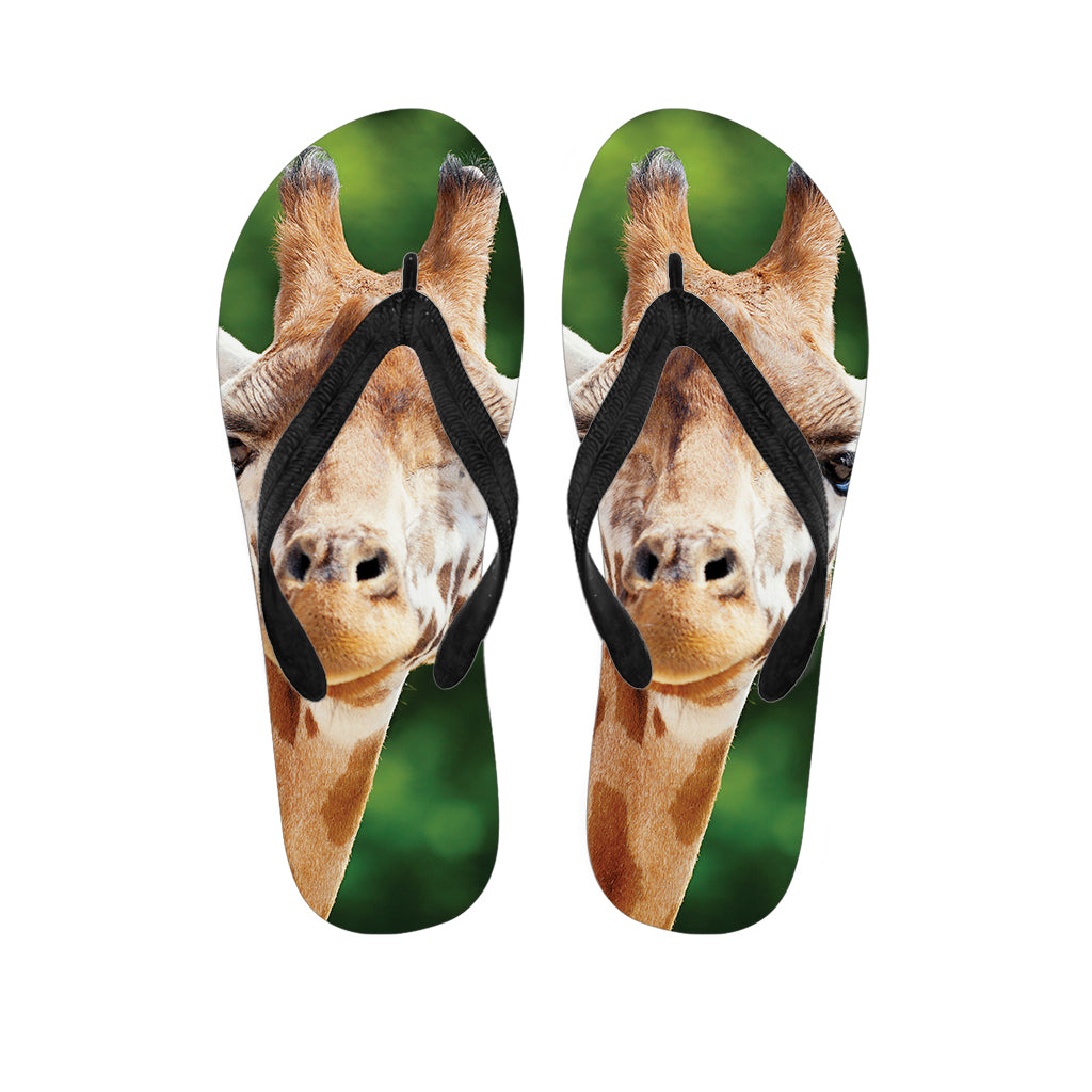 Smiley Face Giraffe Print Flip Flops