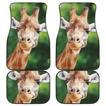 Smiley Face Giraffe Print Front and Back Car Floor Mats