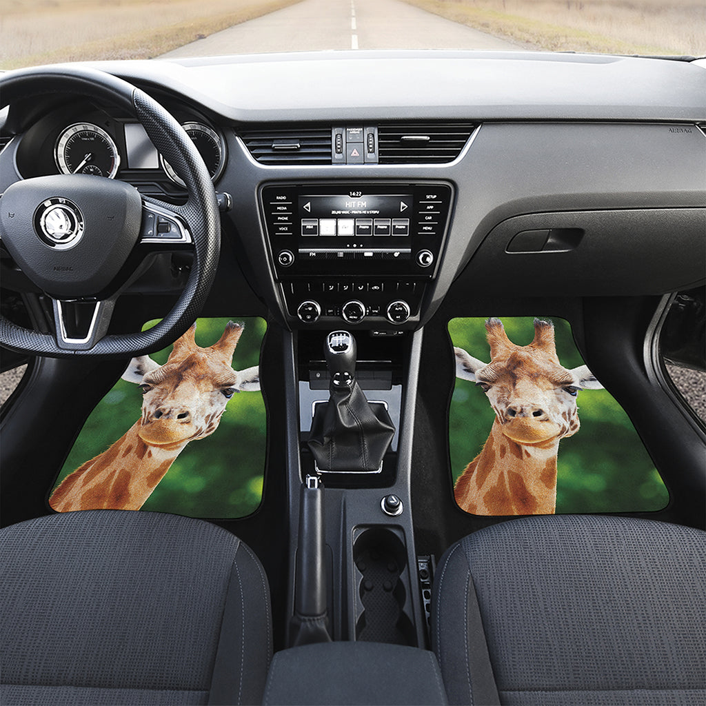 Smiley Face Giraffe Print Front and Back Car Floor Mats