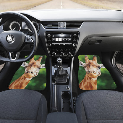 Smiley Face Giraffe Print Front and Back Car Floor Mats