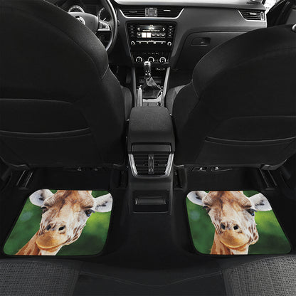 Smiley Face Giraffe Print Front and Back Car Floor Mats