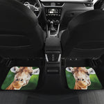 Smiley Face Giraffe Print Front and Back Car Floor Mats