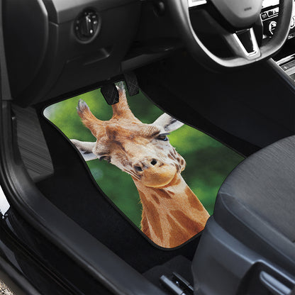 Smiley Face Giraffe Print Front and Back Car Floor Mats