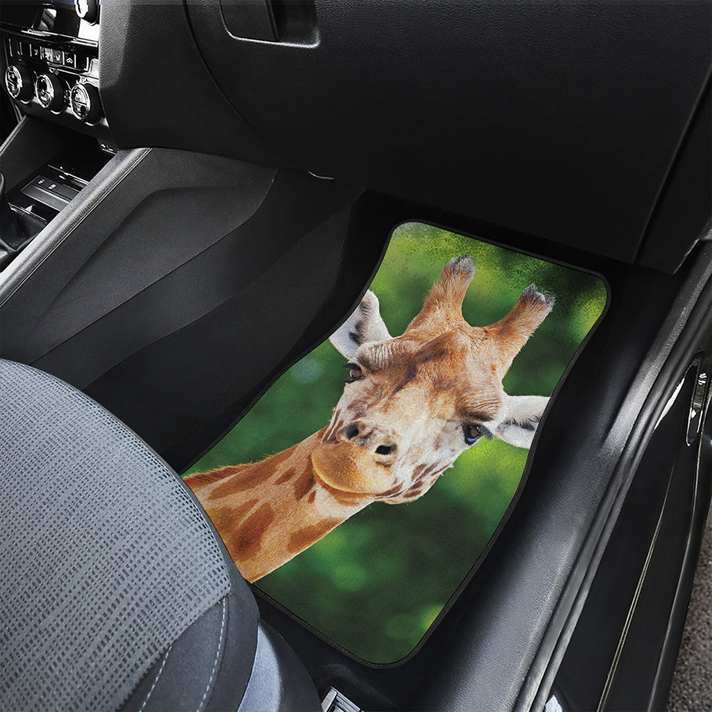 Smiley Face Giraffe Print Front and Back Car Floor Mats
