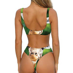 Smiley Face Giraffe Print Front Bow Tie Bikini