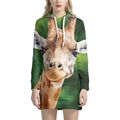 Smiley Face Giraffe Print Pullover Hoodie Dress
