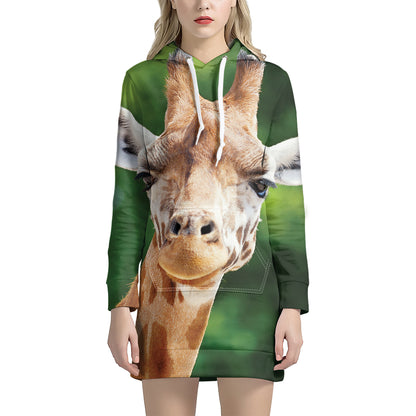 Smiley Face Giraffe Print Hoodie Dress