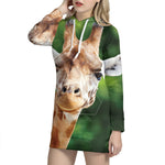 Smiley Face Giraffe Print Hoodie Dress
