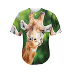 Smiley Face Giraffe Print Men's Baseball Jersey