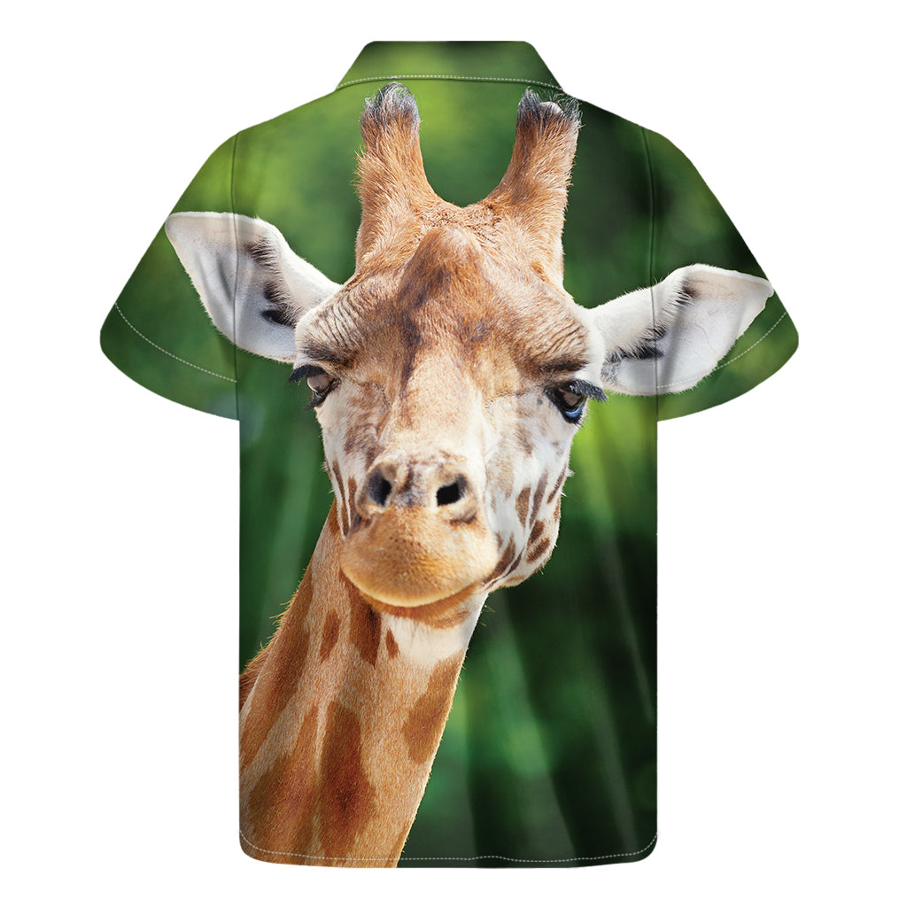 Smiley Face Giraffe Print Men's Short Sleeve Shirt