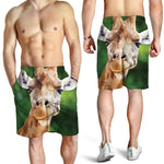 Smiley Face Giraffe Print Men's Shorts