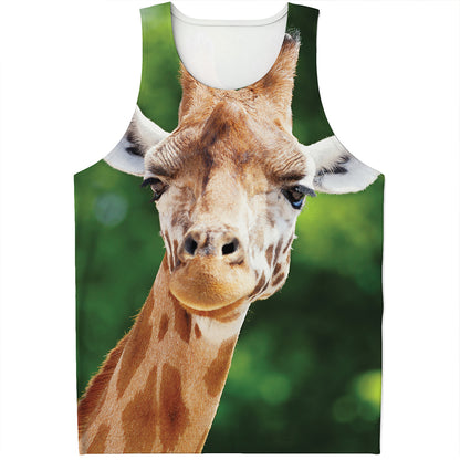 Smiley Face Giraffe Print Men's Tank Top