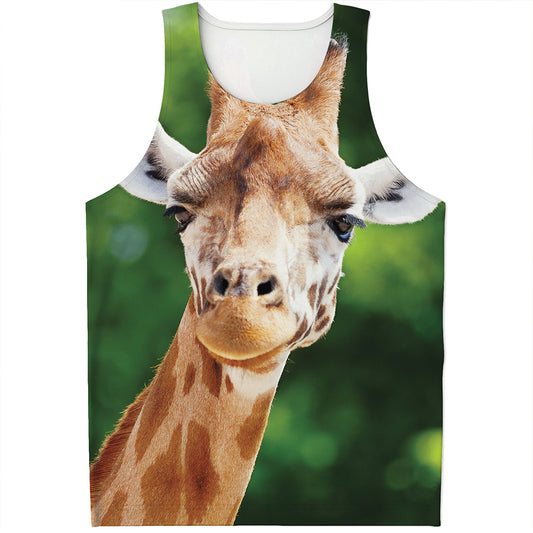 Smiley Face Giraffe Print Men's Tank Top