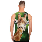 Smiley Face Giraffe Print Men's Tank Top