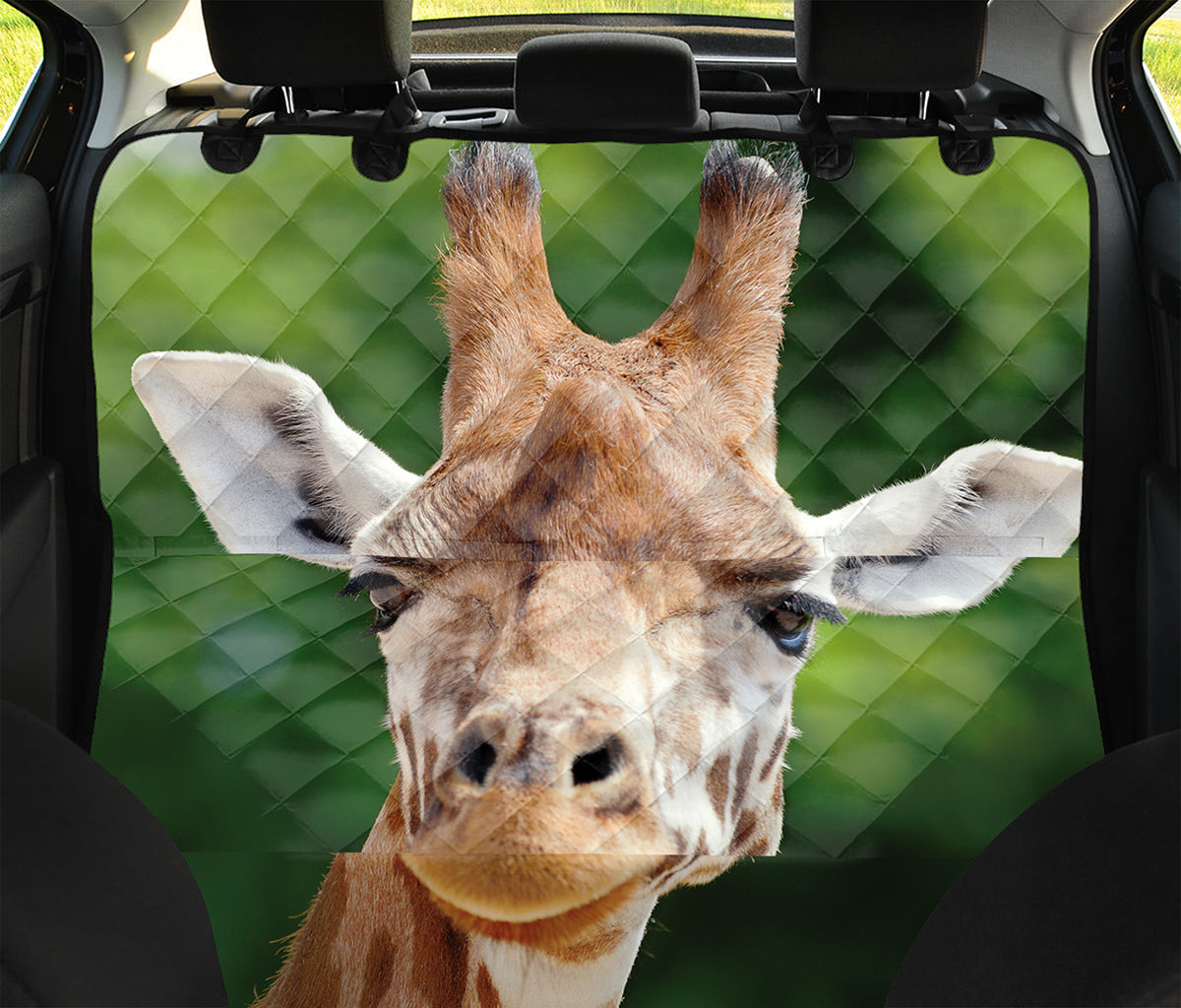 Smiley Face Giraffe Print Pet Car Back Seat Cover