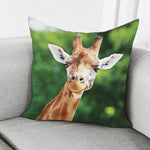 Smiley Face Giraffe Print Pillow Cover