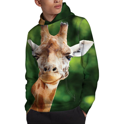 Smiley Face Giraffe Print Pullover Hoodie