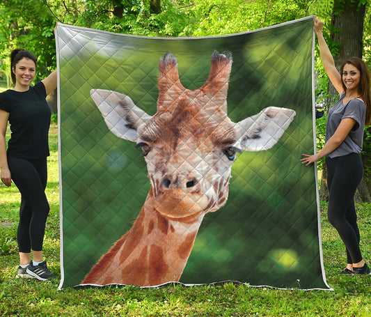 Smiley Face Giraffe Print Quilt