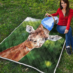 Smiley Face Giraffe Print Quilt