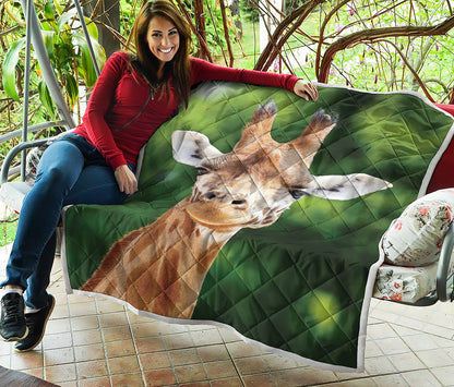 Smiley Face Giraffe Print Quilt