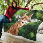 Smiley Face Giraffe Print Quilt