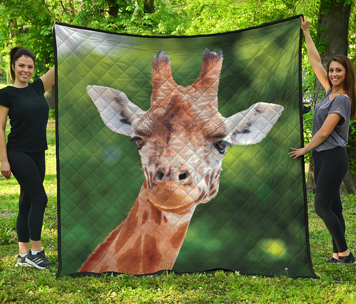 Smiley Face Giraffe Print Quilt